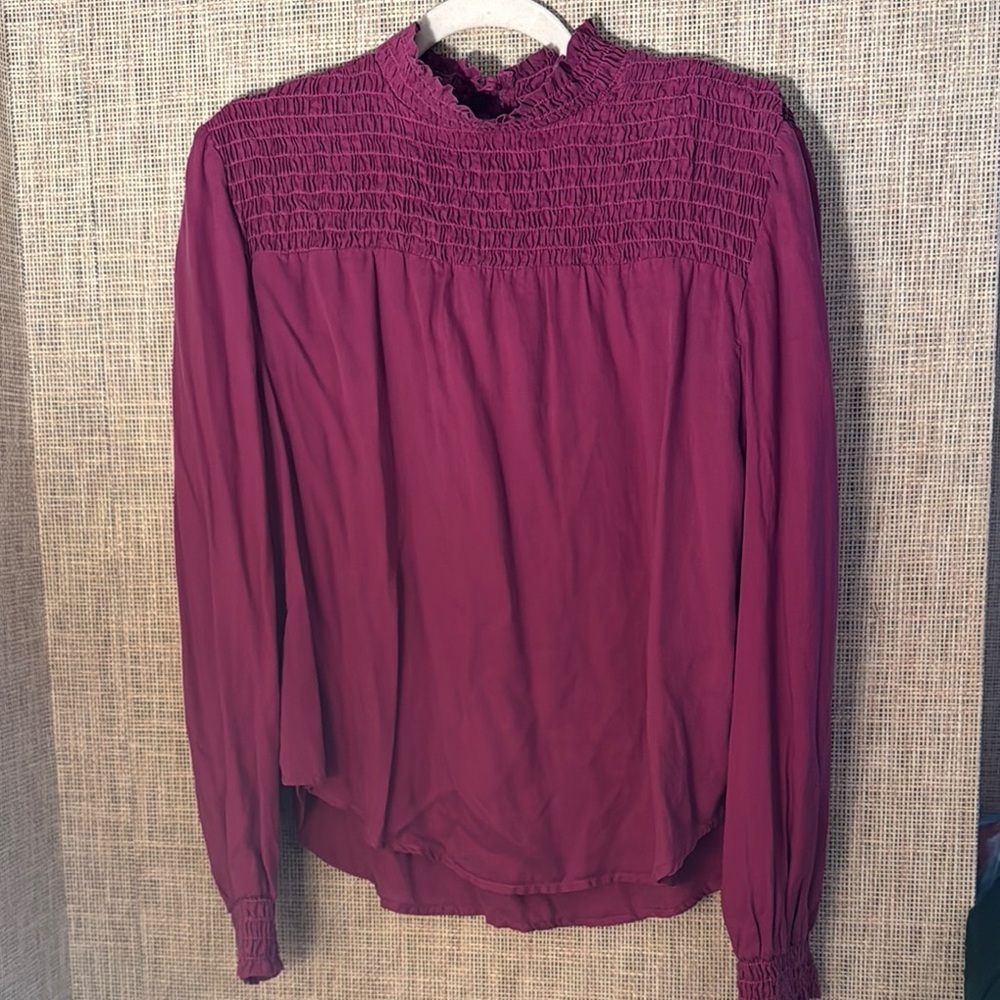 Bella Dahl Plum Smocked Blouse
